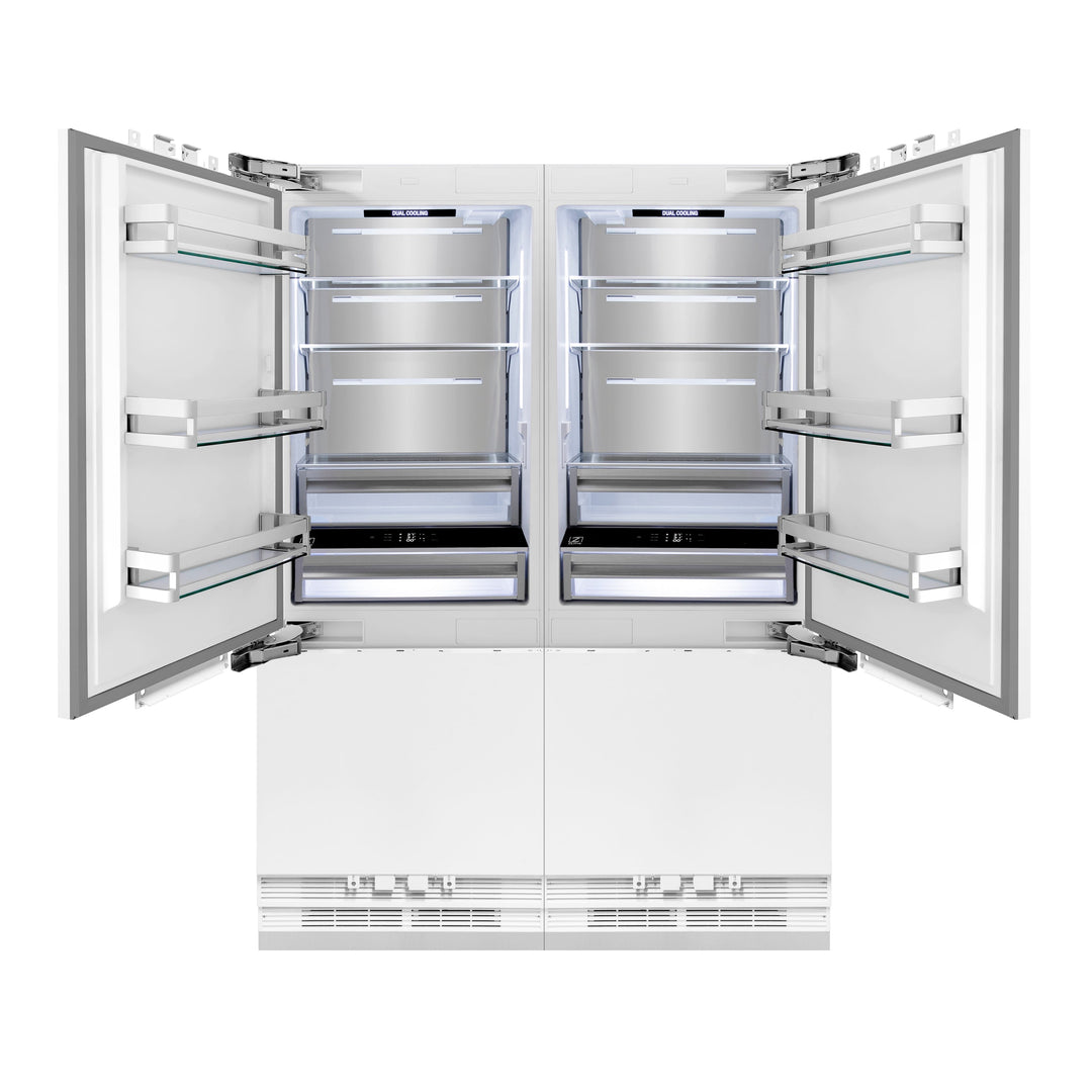 ZLINE 60 In. 32.2 cu. Ft. Panel Ready Built-In 4-Door French Door Refrigerator with Stainless Steel Handles, RBIV-60-SS