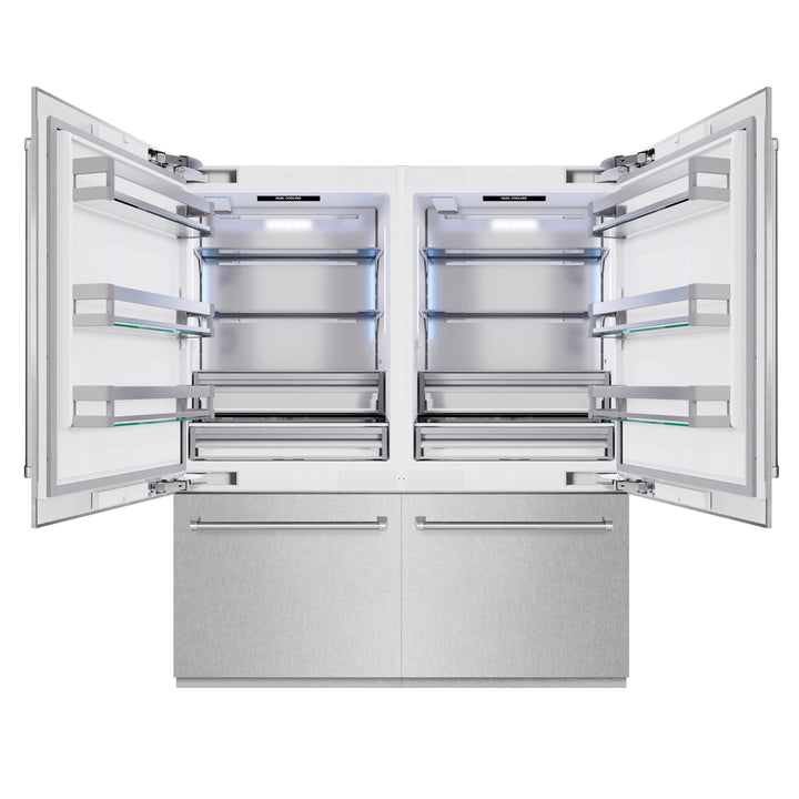 ZLINE 72 in. 39.6 cu. ft. French Door Built-In Bottom Freezer Refrigerator with Water Dispensers and Ice Makers in Satin Stainless Steel (RBIT-SN-72)
