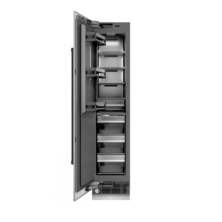 ZLINE Autograph Edition 18 in. 8.6 cu. ft. Left Hinge Column Freezer in Stainless Steel with Graphite Gray Interior and Matte Black Accents (RCFVLZ-30418-MB)