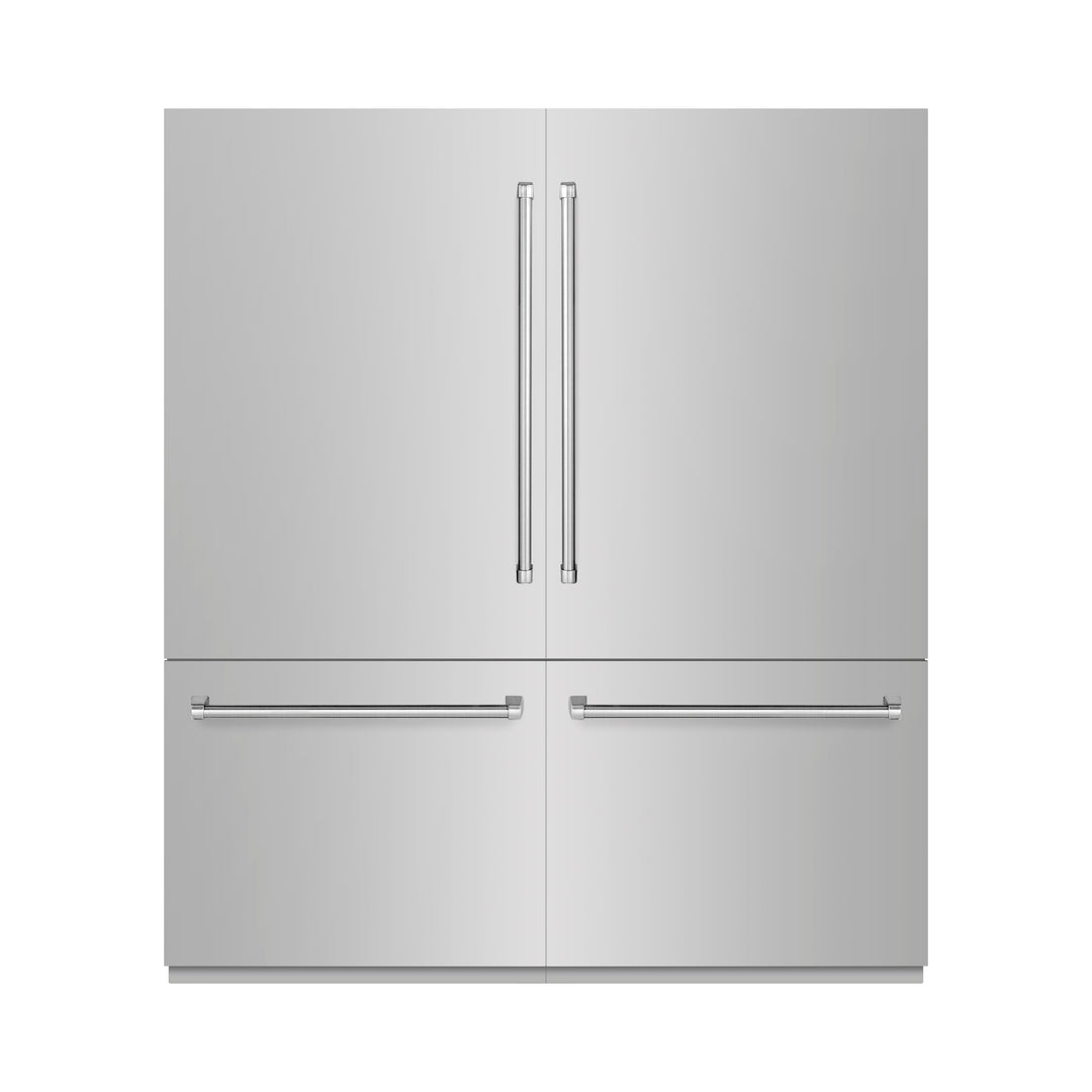 ZLINE 72 in. 39.6 cu. ft. French Door Built-In Bottom Freezer Refrigerator with Water Dispensers and Ice Makers in Stainless Steel (RBIT-304-72)