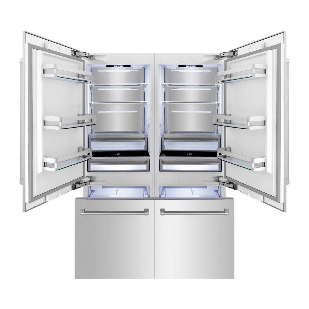 ZLINE 60 In. 32.2 cu. ft. Built-In 4-Door Refrigerator with Internal Water and Ice Dispenser in Stainless Steel, RBIV-304-60