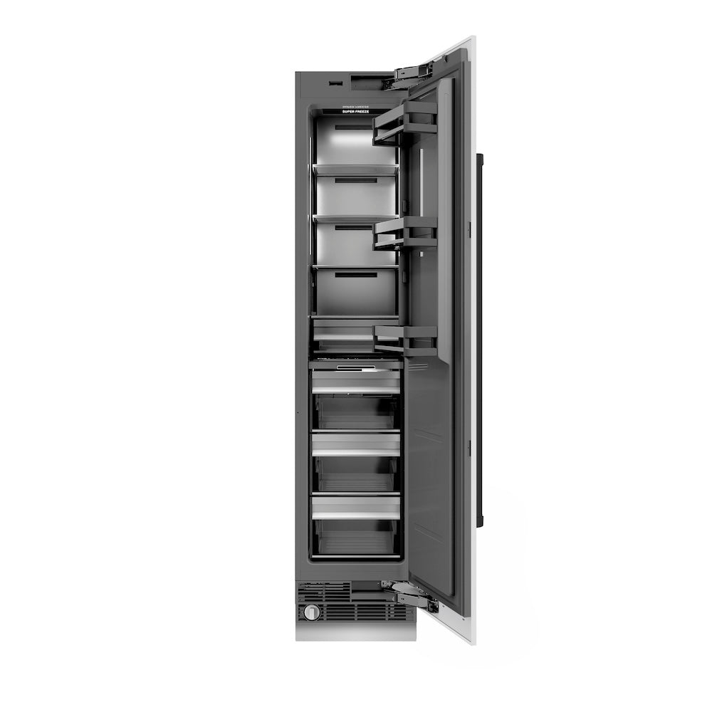 ZLINE Autograph Edition 18 in. 8.6 cu. ft. Right Hinge Column Freezer in White Matte with Graphite Gray Interior and Matte Black Accents (RCFVRZ-WM-18-MB)