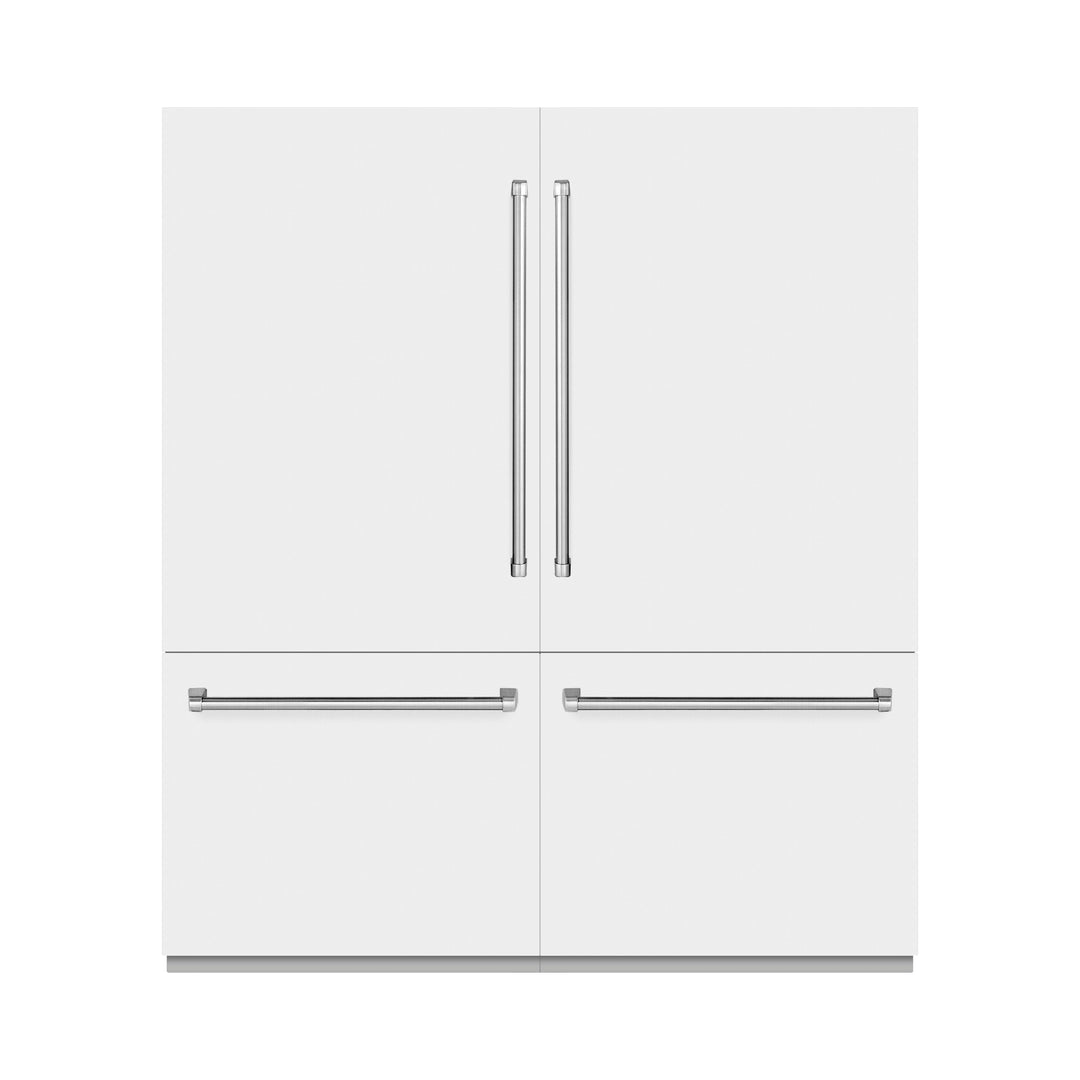 ZLINE 72 in. 39.6 cu. ft. French Door Built-In Bottom Freezer Refrigerator with Water Dispensers and Ice Makers in White Matte (RBIT-WM-72)
