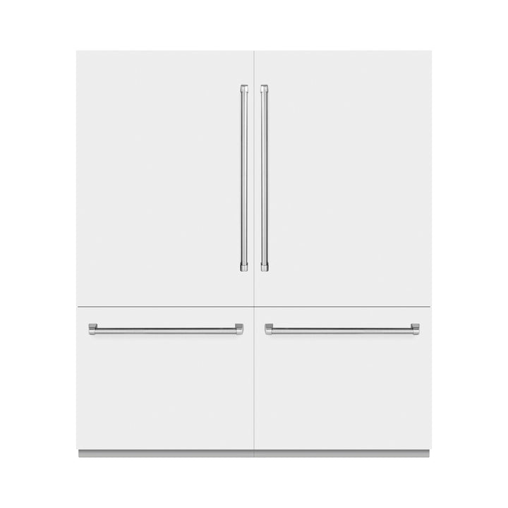 ZLINE 72 in. 39.6 cu. ft. French Door Built-In Bottom Freezer Refrigerator with Water Dispensers and Ice Makers in White Matte (RBIT-WM-72)