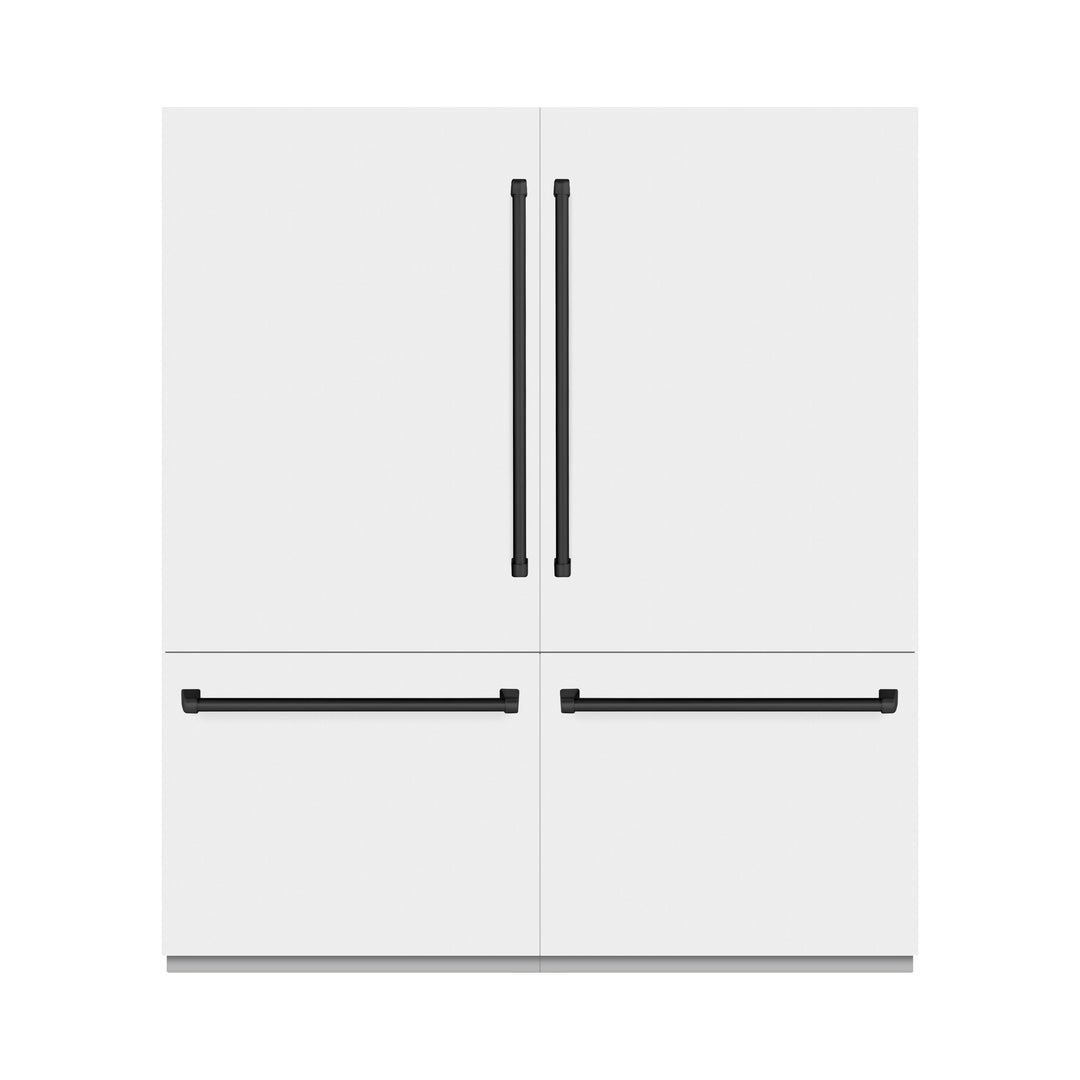 ZLINE Autograph Edition 72 in. 39.6 cu. ft. French Door Built-In Bottom Freezer Refrigerator with Water Dispensers and Ice Makers in White Matte and Matte Black Accents (RBITZ-WM-72-MB)