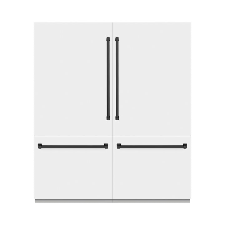ZLINE Autograph Edition 72 in. 39.6 cu. ft. French Door Built-In Bottom Freezer Refrigerator with Water Dispensers and Ice Makers in White Matte and Matte Black Accents (RBITZ-WM-72-MB)