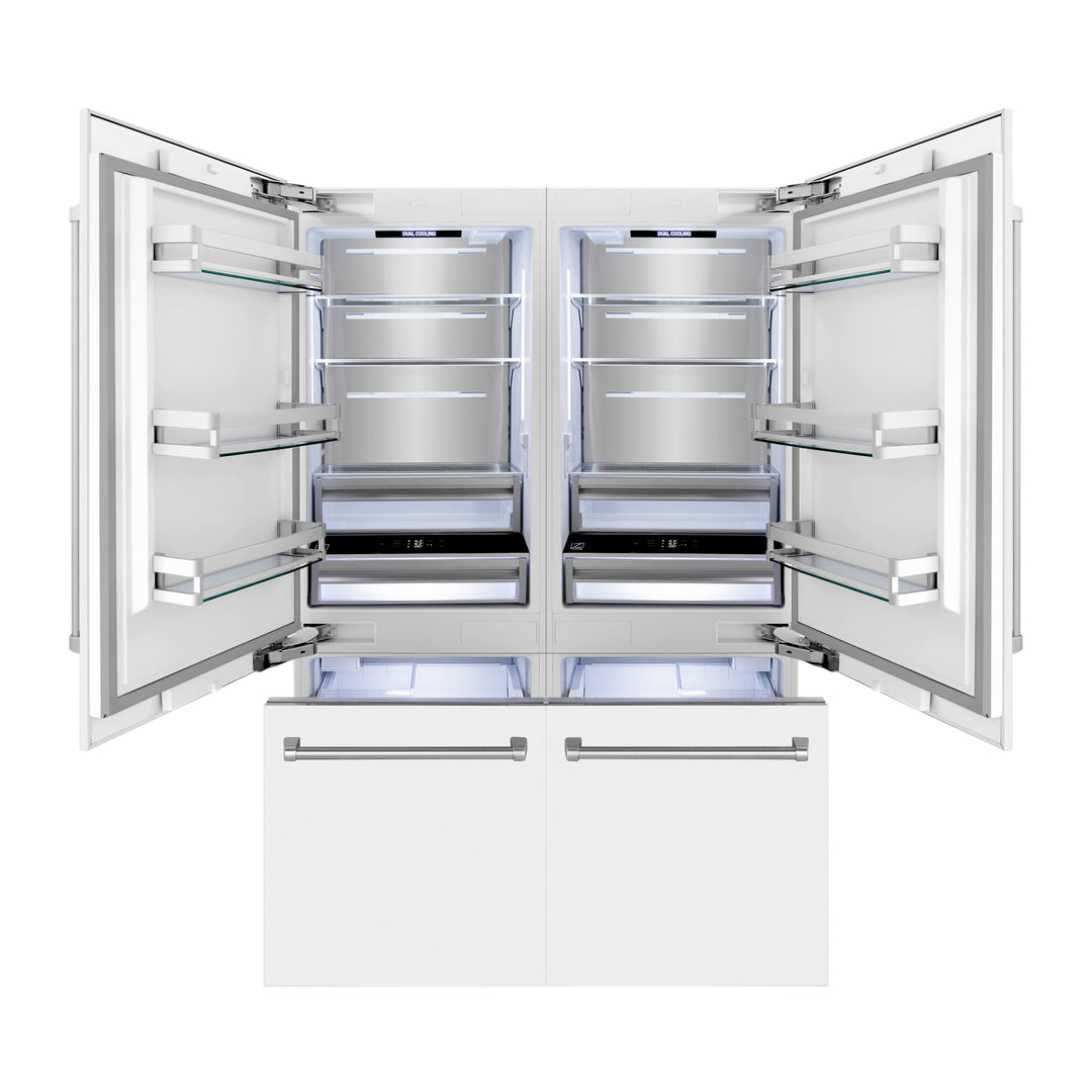 ZLINE 60 In. 32.2 cu. ft. Built-In Refrigerator with Internal Water and Ice Dispenser in White Matte, RBIV-WM-60