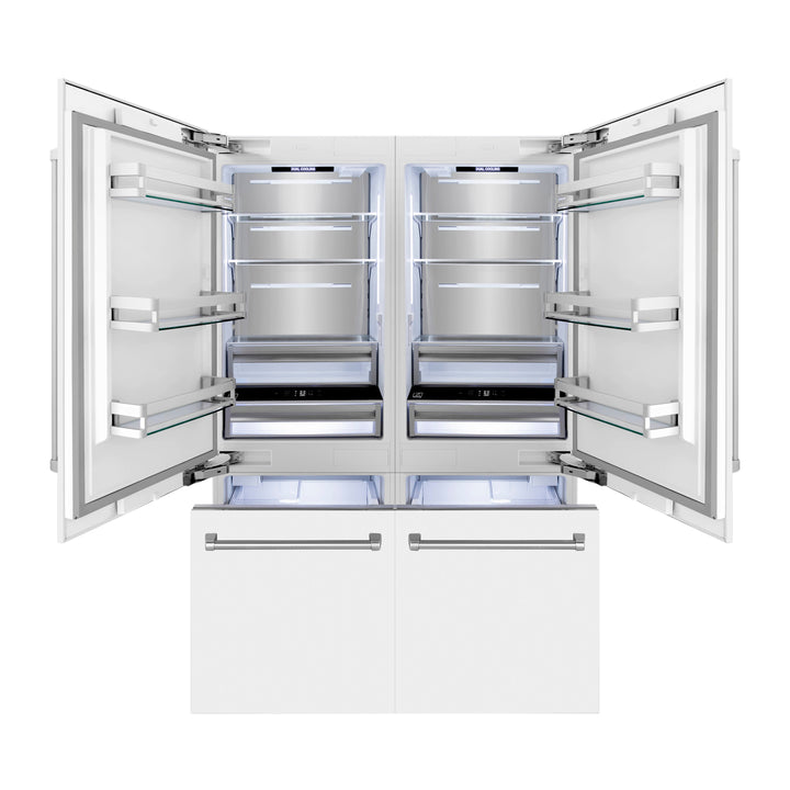 ZLINE 60 In. 32.2 cu. ft. Built-In Refrigerator with Internal Water and Ice Dispenser in White Matte, RBIV-WM-60