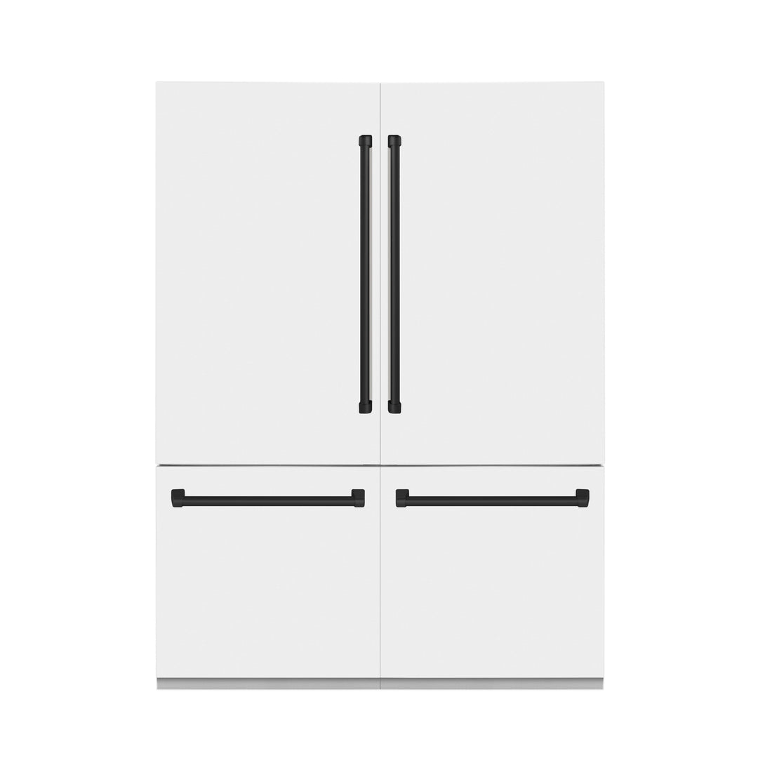 ZLINE 60 In. 32.2 cu. ft. Built-In Refrigerator with Internal Water and Ice Dispenser in White Matte with Matte Black Accents, RBIVZ-WM-60-MB