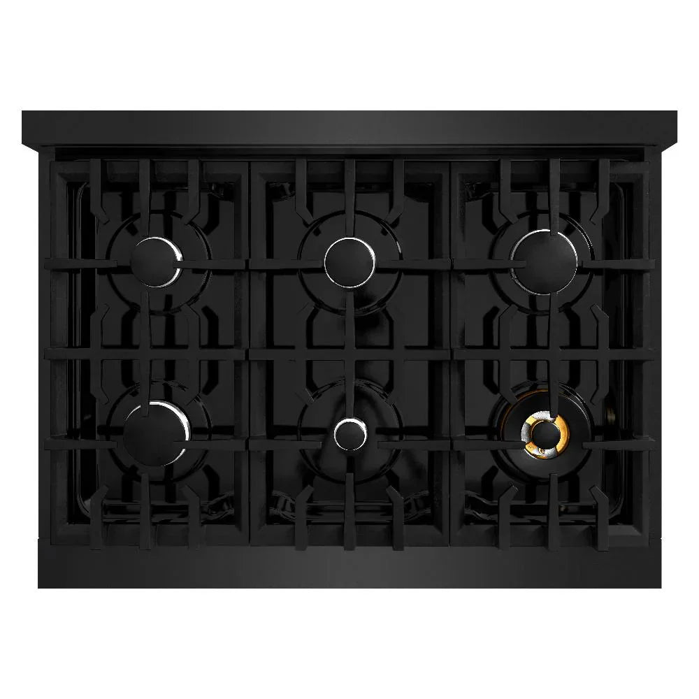 ZLINE 36" 5.2 cu. ft. Classic Dual Fuel Range with 6 Burners in Black Stainless Steel, CDRB-36
