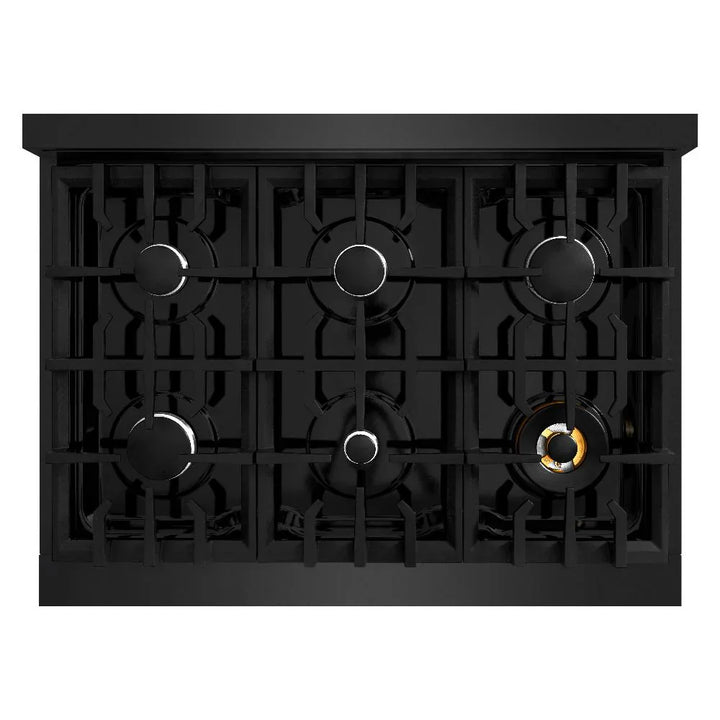 ZLINE 36" 5.2 cu. ft. Classic Dual Fuel Range with 6 Burners in Black Stainless Steel, CDRB-36