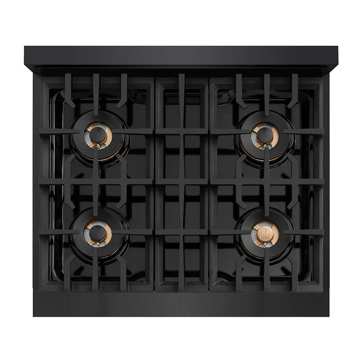 ZLINE 30 in. Classic Gas Rangetop with 4 Burner DuoProâ„¢ Cooktop in Black Stainless Steel (PCRTB-30)
