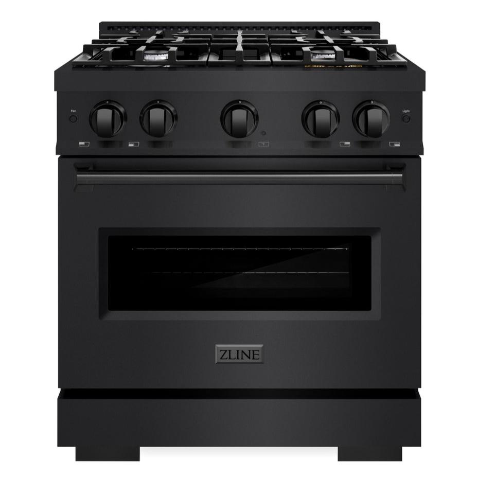 ZLINE 30" 4.2 cu. ft. Classic Dual Fuel Range with 4 Burners in Black Stainless Steel, CDRB-30