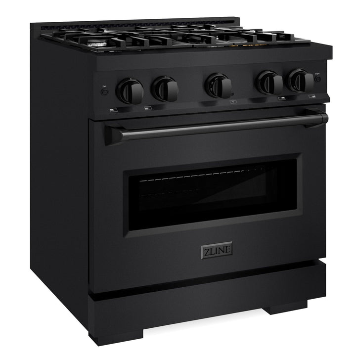 ZLINE 30" 4.2 cu. ft. Classic Dual Fuel Range with 4 Burners in Black Stainless Steel, CDRB-30