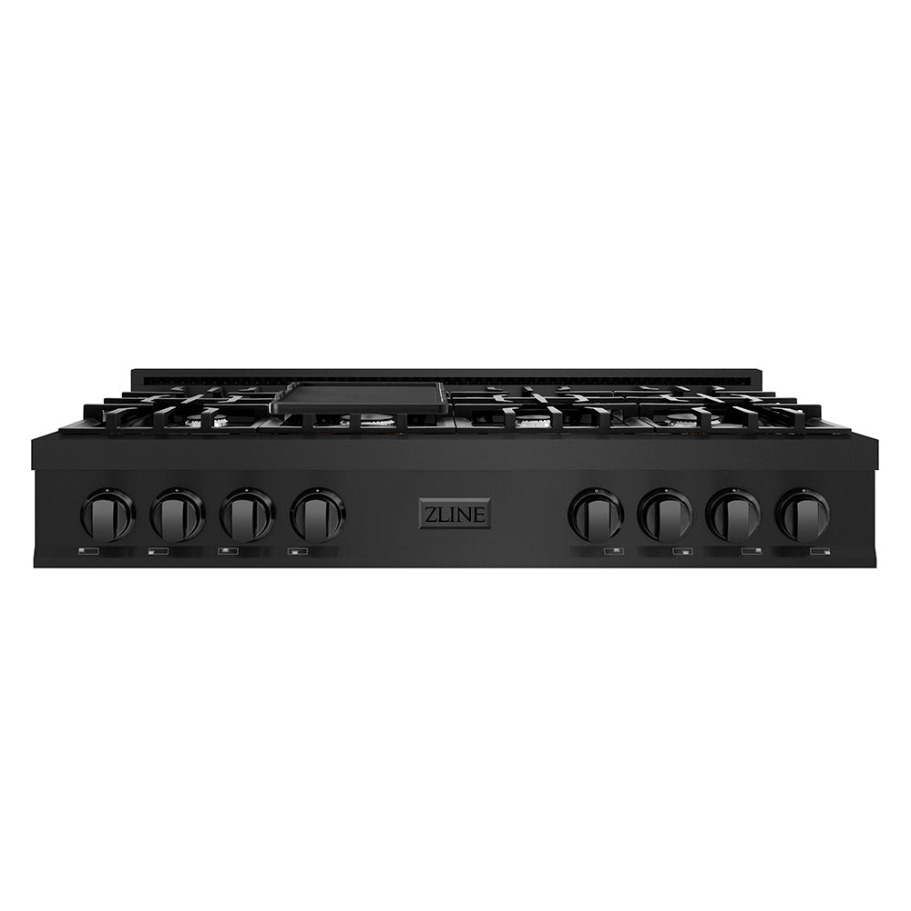 ZLINE 48 in. Classic Gas Rangetop with 8 Burners and Porcelain Cooktop in Black Stainless Steel (RTB2-48)