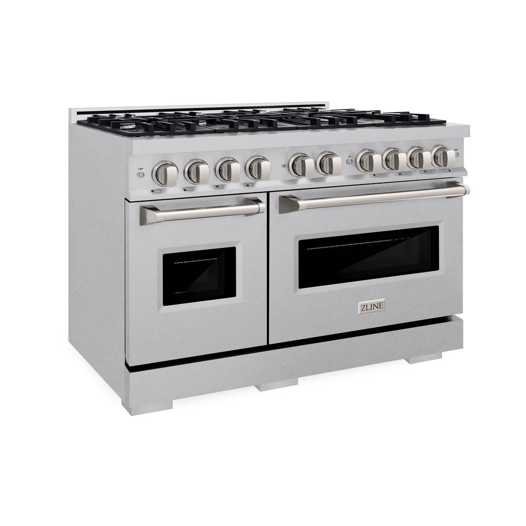 ZLINE 48" 6.7 cu. ft. Classic Double Oven Gas Range with 8 Burners in DuraSnow® Stainless Steel, CGRS-48