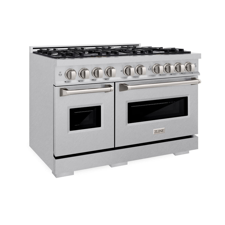 ZLINE 48" 6.7 cu. ft. Classic Double Oven Gas Range with 8 Burners in DuraSnow® Stainless Steel, CGRS-48