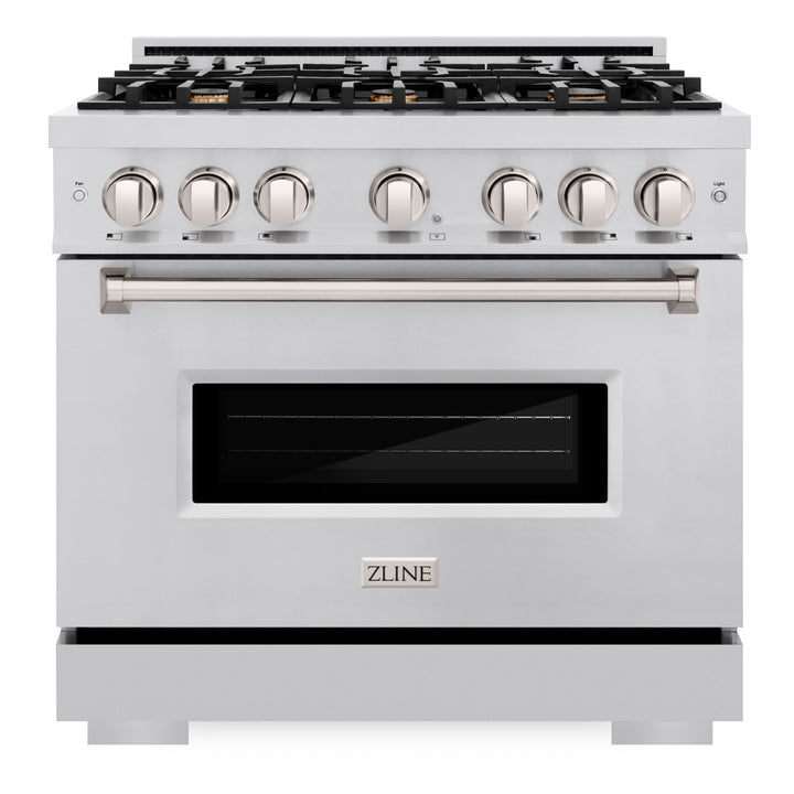 ZLINE 36" 5.2 cu. ft. Classic Dual Fuel Range in Stainless Steel with 6 Brass Burners, CDR-BR-36