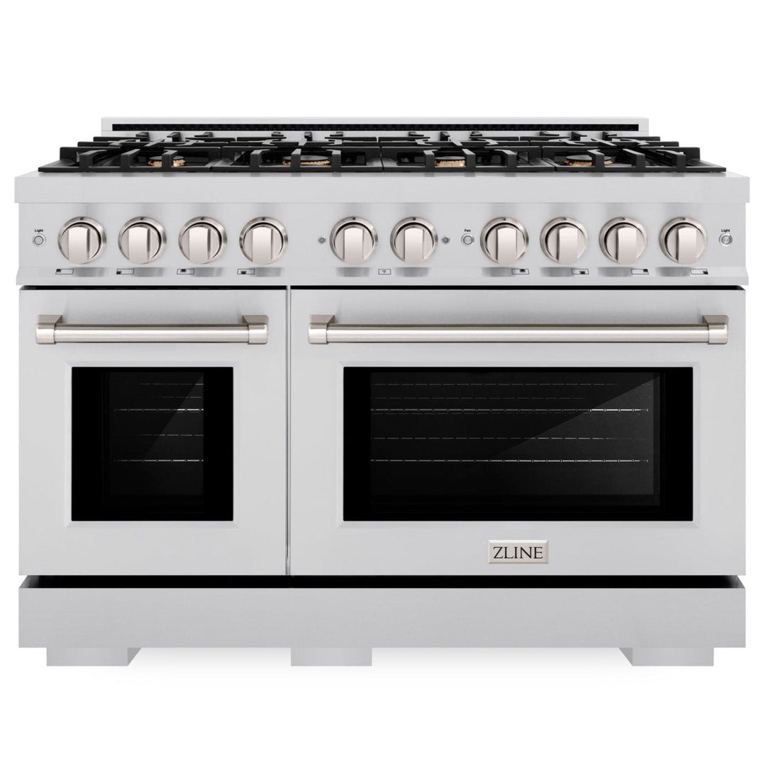 ZLINE 48" 6.7 cu. ft. Select Double Oven Dual Fuel Range in Stainless Steel with 8 Brass Burners, HDR-BR-48