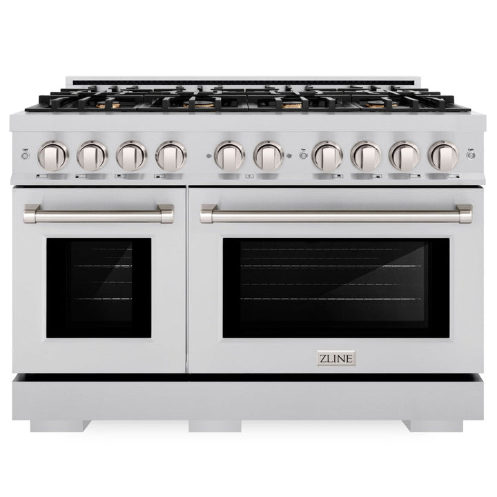 ZLINE 48" 6.7 cu. ft. Select Double Oven Dual Fuel Range in Stainless Steel with 8 Brass Burners, HDR-BR-48