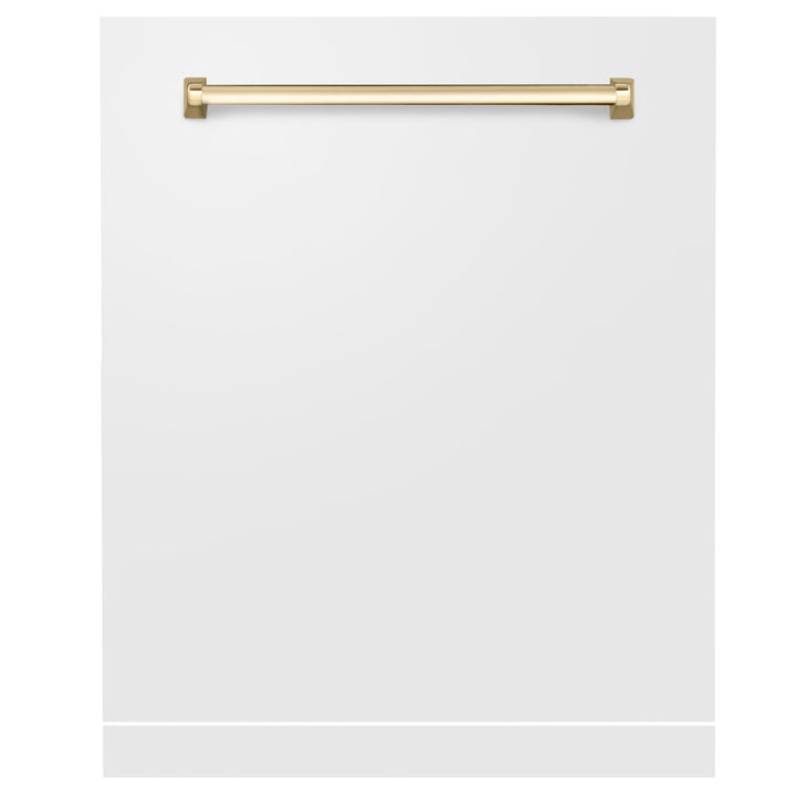 ZLINE Autograph Edition 24" Monument Dishwasher Panel in White Matte with Polished Gold Handle (DPMTZ-WM-24-G)