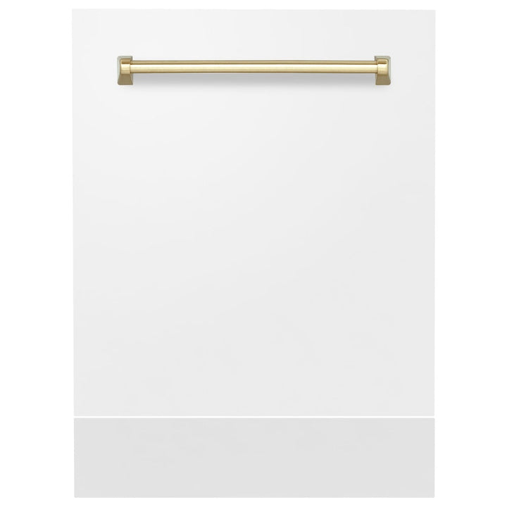 ZLINE Autograph Edition 24" Tallac Dishwasher Panel in White Matte with Polished Gold Handle (DPVZ-WM-24-G)