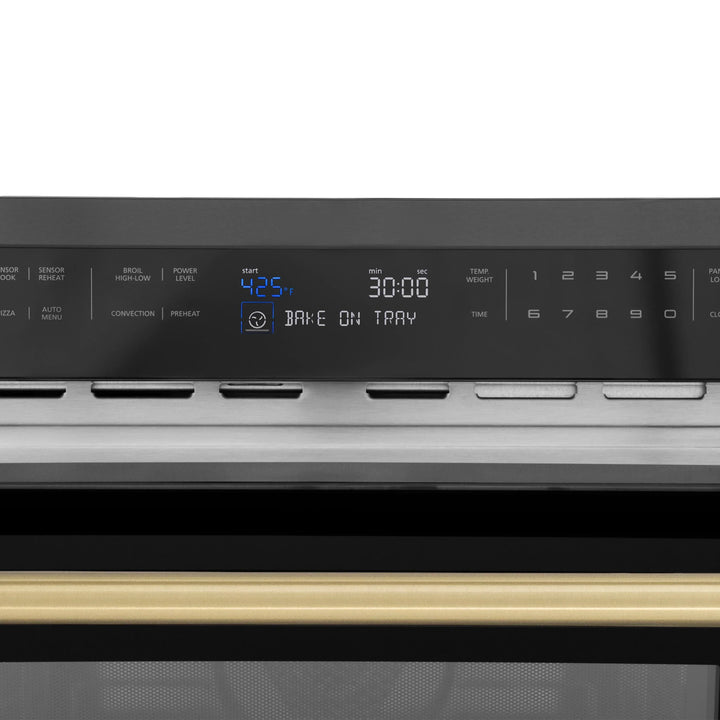 ZLINE Autograph 24" Built-in Convection Microwave Oven in Black Stainless Steel and Champagne Bronze Accents, MWOZ-24-BS-CB