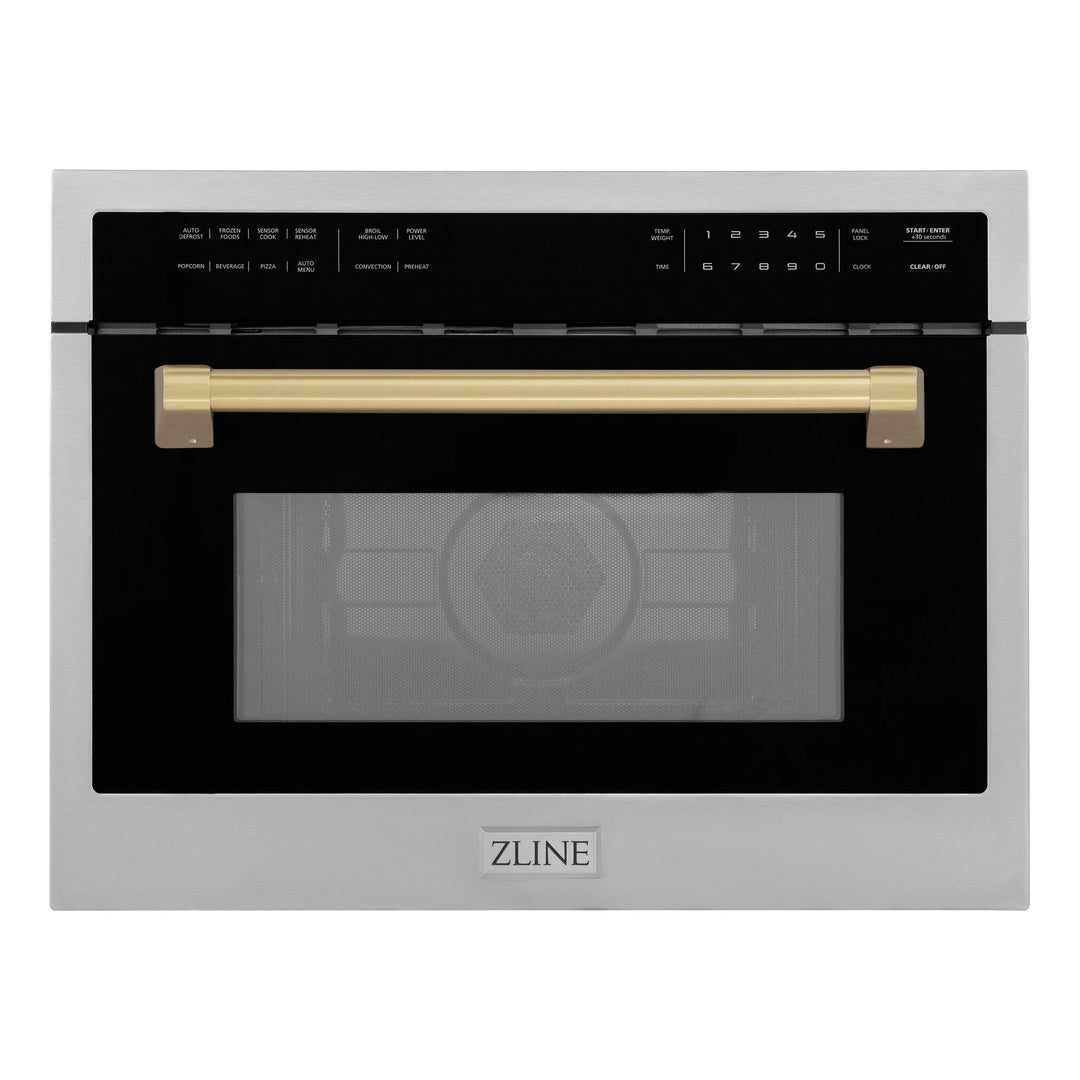 ZLINE Autograph 24" Built-in Convection Microwave Oven in Stainless Steel and Champagne Bronze Accents, MWOZ-24-CB