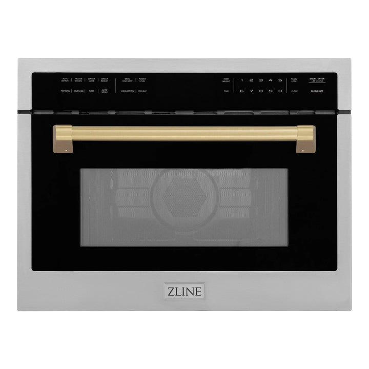 ZLINE Autograph 24" Built-in Convection Microwave Oven in Stainless Steel and Champagne Bronze Accents, MWOZ-24-CB