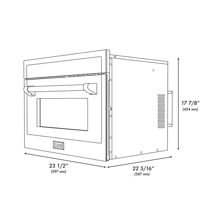 ZLINE Autograph Edition 24 in. 1.6 cu ft. Built-in Convection Microwave Oven in Stainless Steel and Polished Nickel Helix Handle (MWOZ-24-KPN)