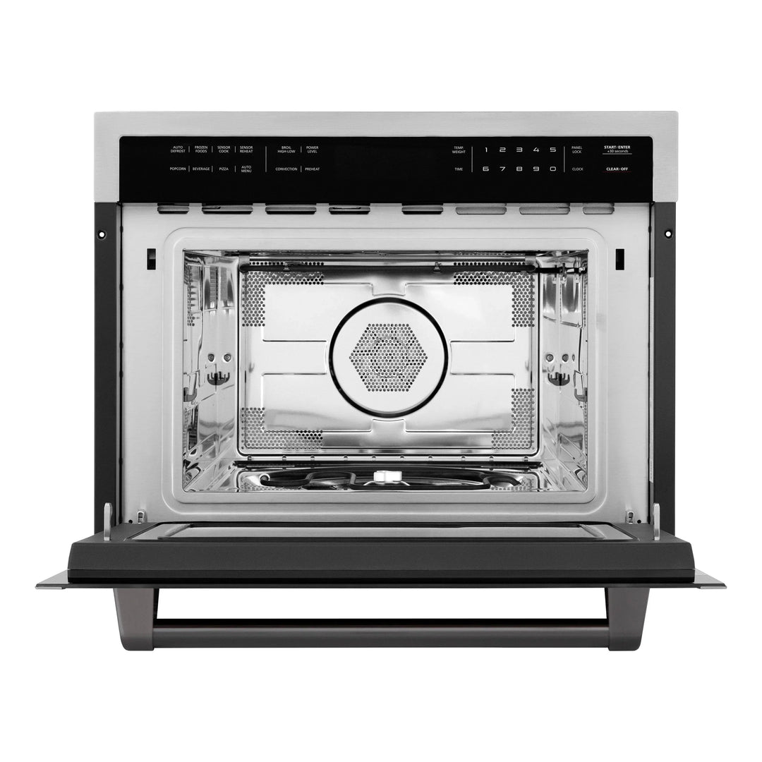 ZLINE Autograph 24" Built-in Convection Microwave Oven in Stainless Steel and Matte Black Accents, MWOZ-24-MB