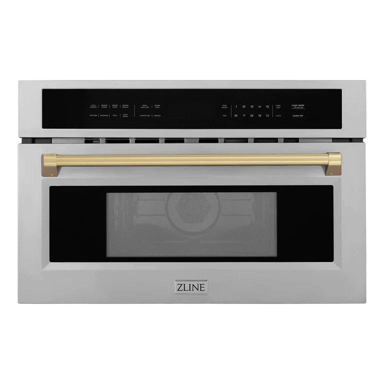 ZLINE Autograph Bronze Package - 48" Rangetop, 48" Range Hood, Dishwasher, Built-In Refrigerator, Microwave Oven, Wall Oven