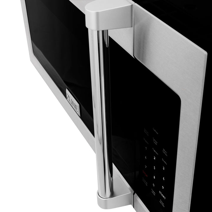 ZLINE 30" 1.5 cu. ft. Over the Range Microwave in DuraSnow® Stainless Steel with Traditional Handle and Set of 2 Charcoal Filters, MWO-OTRCFH-30-SS