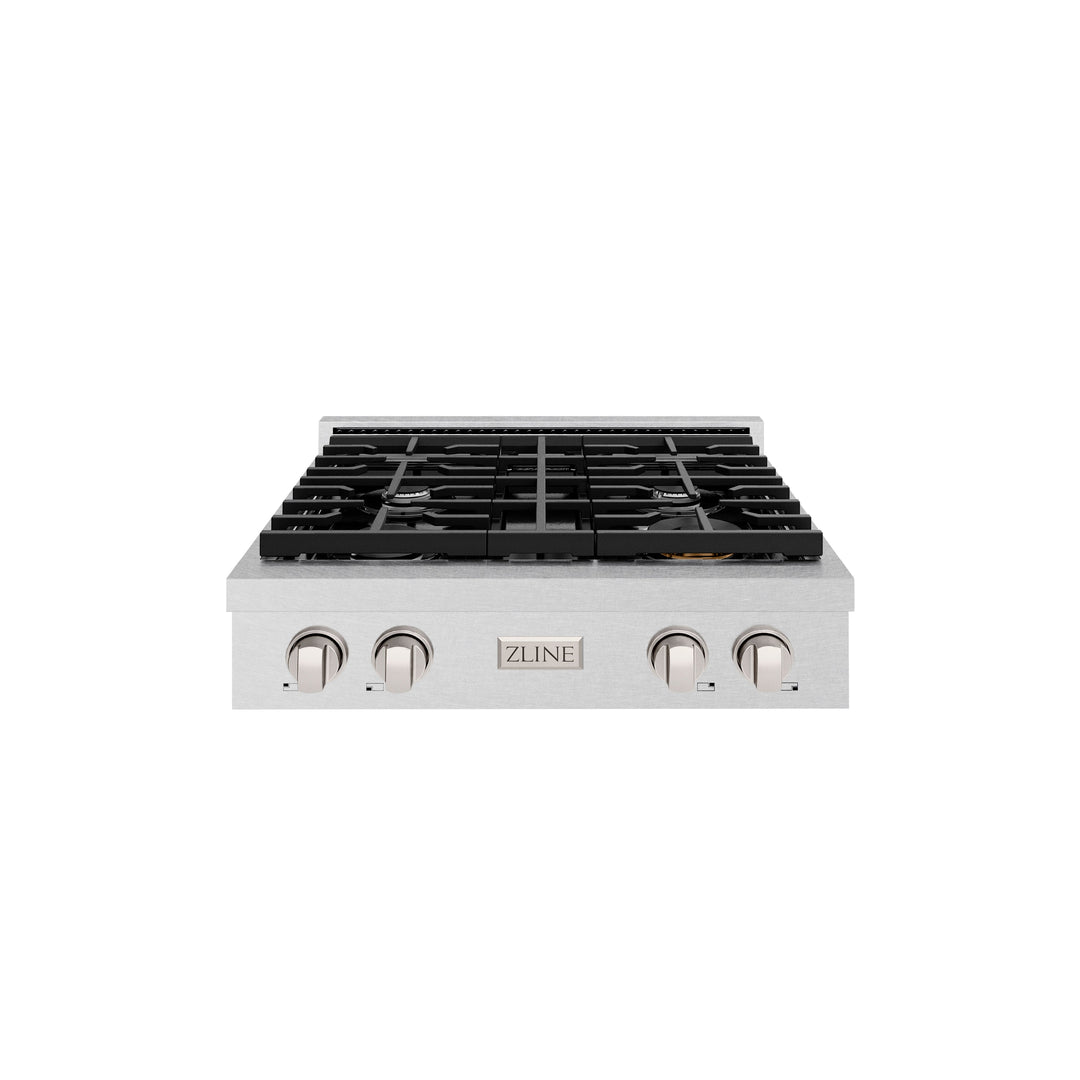 ZLINE 30 in. Paramount Gas Rangetop with 4 Burners and Porcelain Cooktop in DuraSnow® Stainless Steel (SRTS-30)