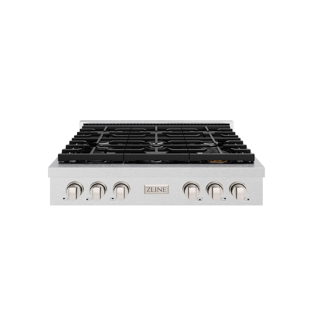 ZLINE 36 in. Paramount Gas Rangetop with 6 Burners and Porcelain Cooktop in DuraSnow® Stainless Steel (SRTS-36)