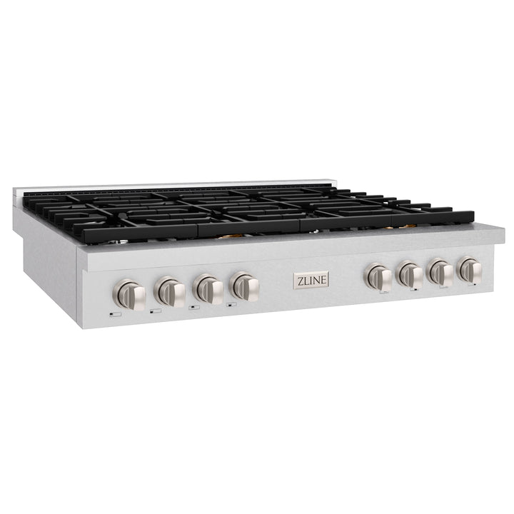 ZLINE 48 in. Paramount Gas Rangetop with 8 Burners and Porcelain Cooktop in Satin Stainless Steel (SRTS-48)