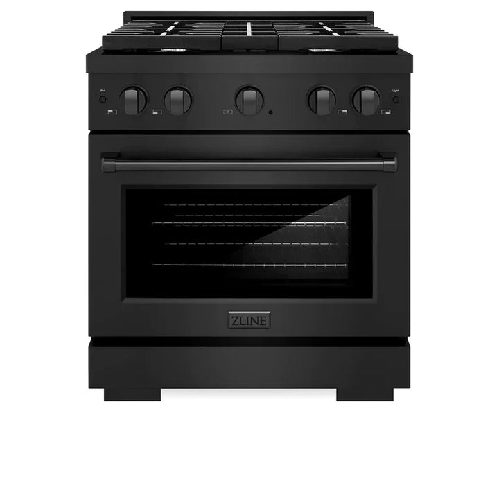 ZLINE Paramount 30" 4.2 cu. ft. Gas Range with Convection Oven and 4 Burners in Black Stainless Steel, SGRB-30