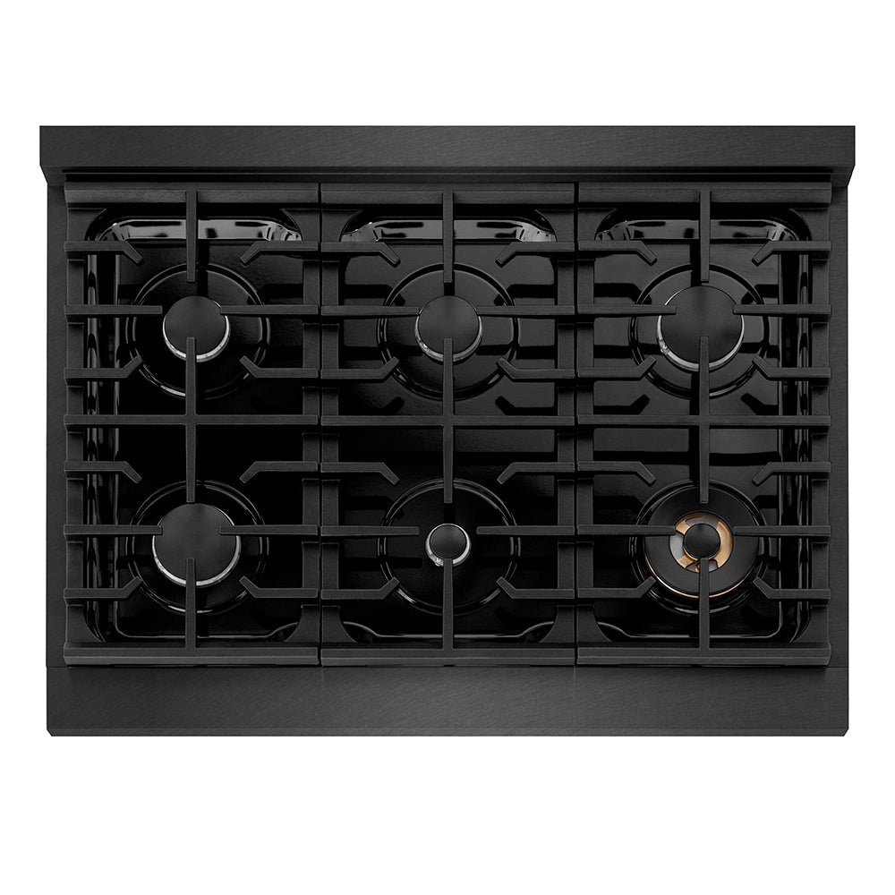 ZLINE 36 in. 5.2 cu. ft. Paramount Gas Range with 6 Burner Cooktop and Convection Gas Oven in Black Satin Stainless Steel (SGRBS-36)