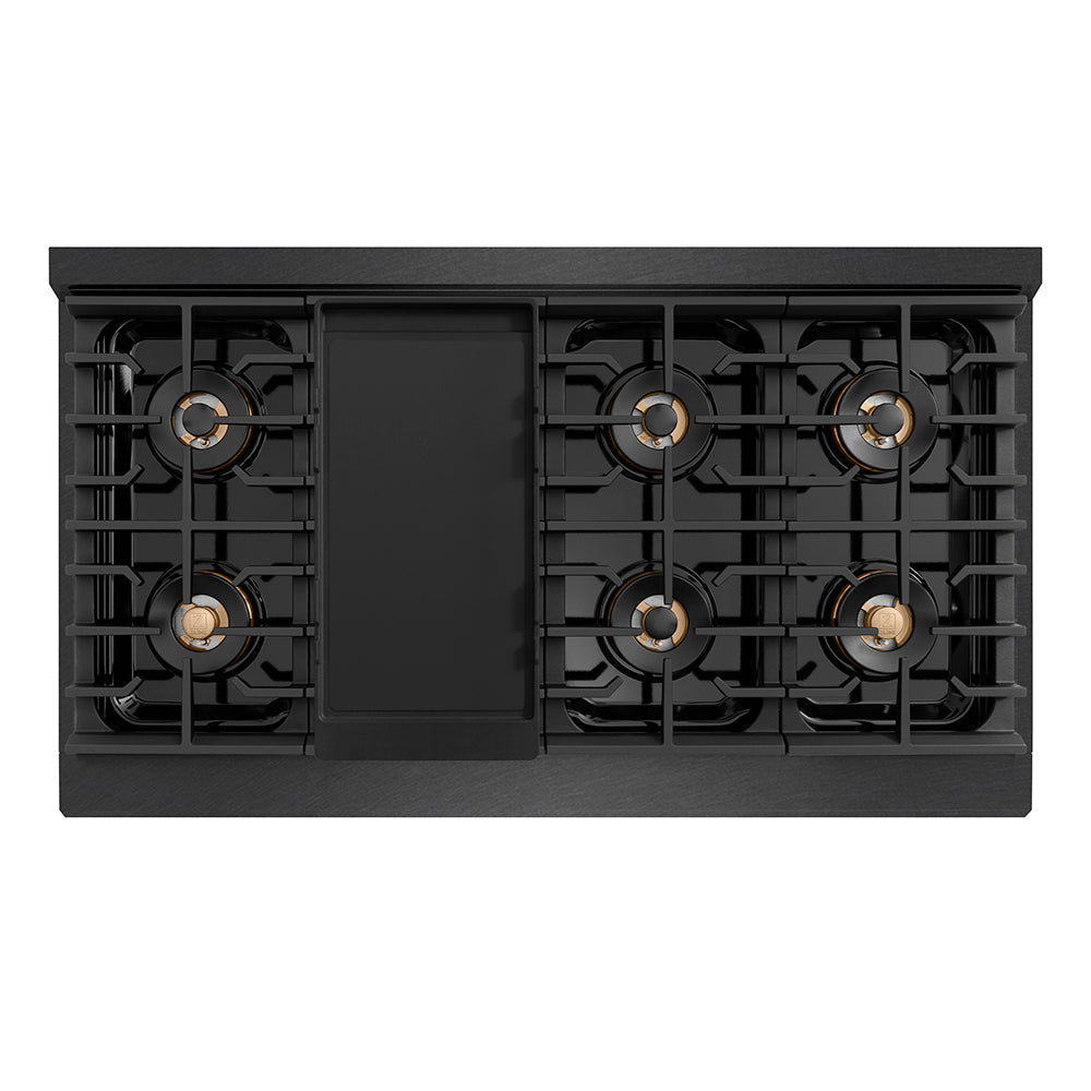 ZLINE 48 in. Paramount Gas Rangetop with 8 Burner DuoProâ„¢ Cooktop in Black Satin Stainless Steel (PSRTBS-48)