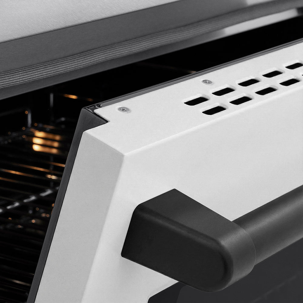 ZLINE Autograph Edition 30 in. 4.2 cu. ft. Paramount Induction Range with 4 Element Cooktop and Electric Convection Oven in Satin Stainless Steel with White Matte Door and Matte Black Accents (SINRSZ-WM-30-MB)