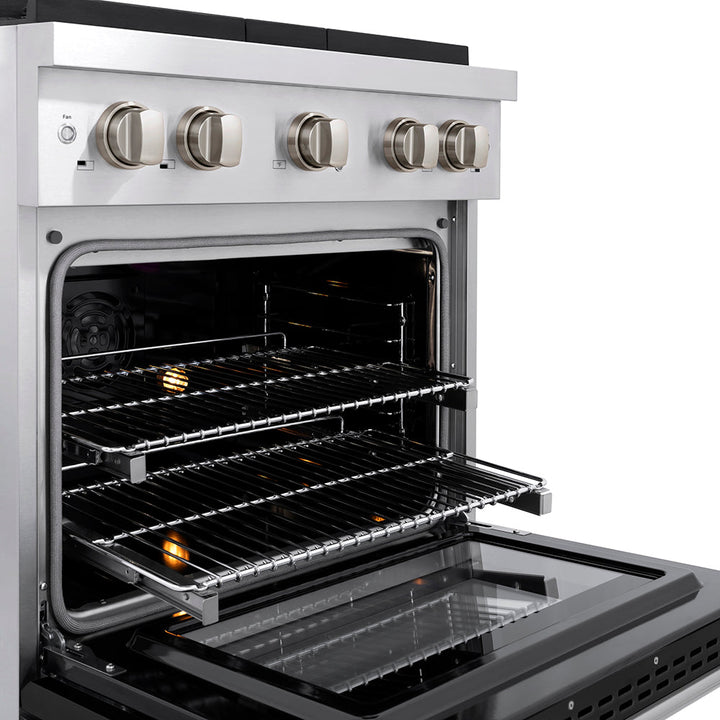 ZLINE 30 in. 4.2 cu. ft. Paramount Dual Fuel Range with 4 Burner DuoProâ„¢ Cooktop and Electric Convection Oven with Black Matte Door (PSDR-BLM-30)