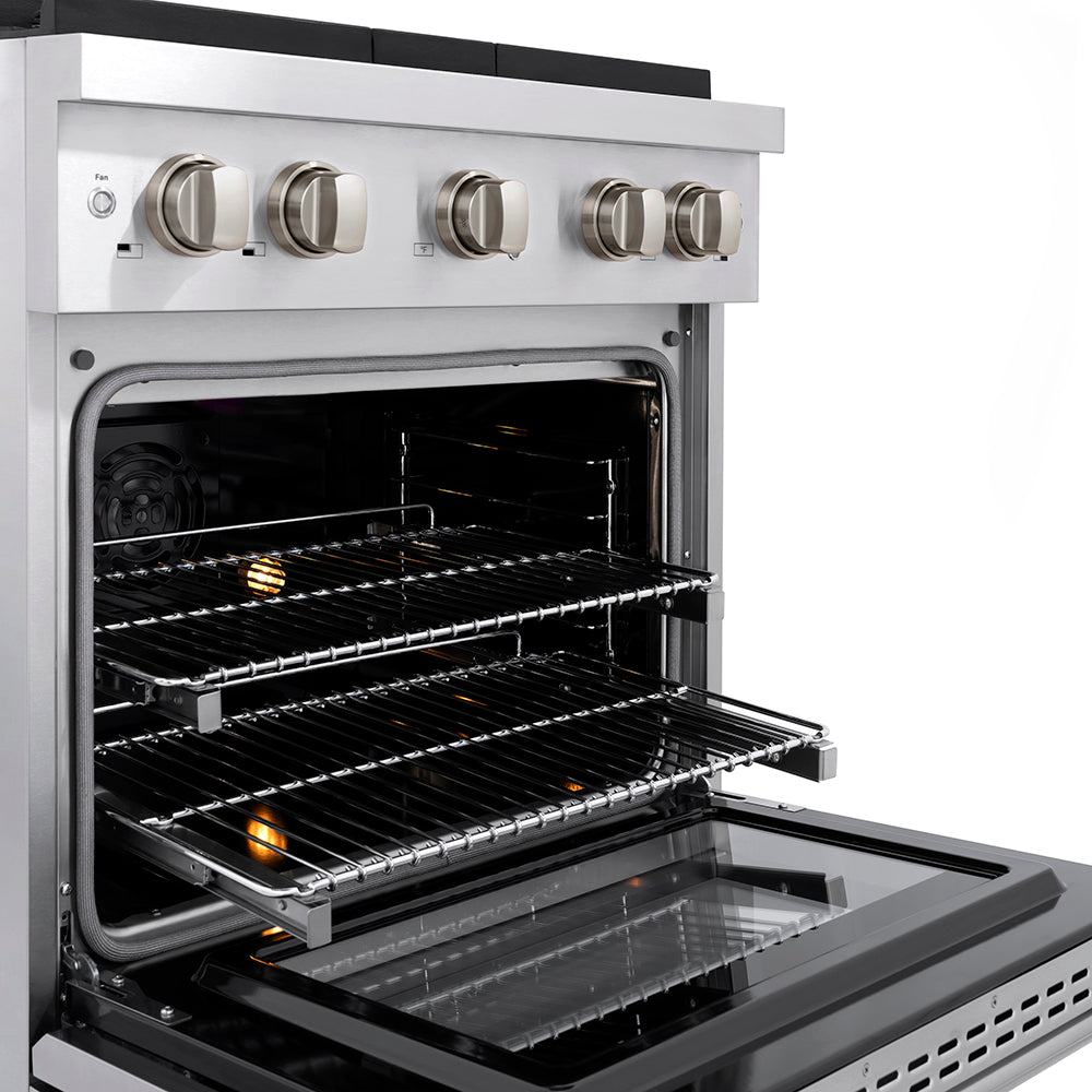 ZLINE 30 in. 4.2 cu. ft. Paramount Dual Fuel Range with 4 Burner DuoProâ„¢ Cooktop and Electric Convection Oven in Stainless Steel (PSDR30)