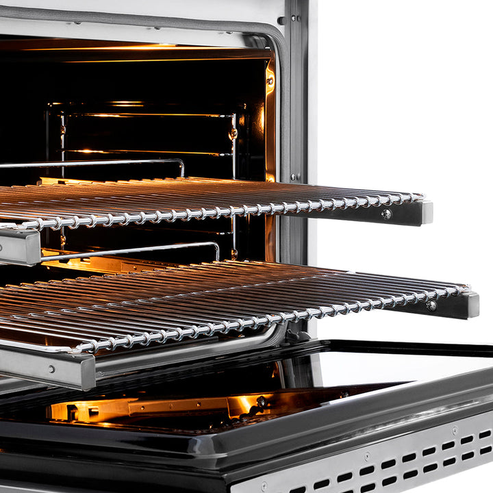 ZLINE Autograph Edition 36 in. 5.2 cu. ft. Paramount Dual Fuel Range with 6 Burner DuoProâ„¢ Cooktop and Electric Convection Oven in Stainless Steel with Polished Nickel Helix Handle and Accents (PSDRZ-36-KPN)
