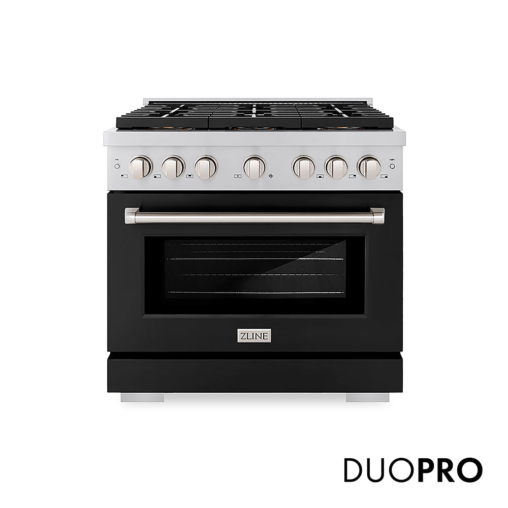 ZLINE 30 in. 4.2 cu. ft. Paramount Gas Range with 4 Burner DuoProâ„¢ Cooktop and Convection Gas Oven with Black Matte Door (PSGR-BLM-30)