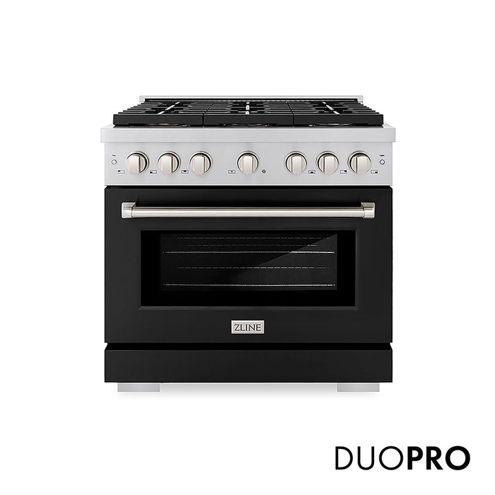 ZLINE 30 in. 4.2 cu. ft. Paramount Gas Range with 4 Burner DuoProâ„¢ Cooktop and Convection Gas Oven with Black Matte Door (PSGR-BLM-30)