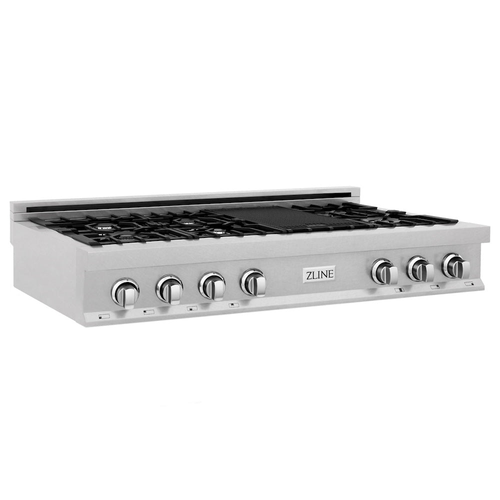 ZLINE 48 in. Legacy Gas Rangetop with 7 Burners and Porcelain Cooktop in DuraSnow® Stainless Steel (RTS-48)