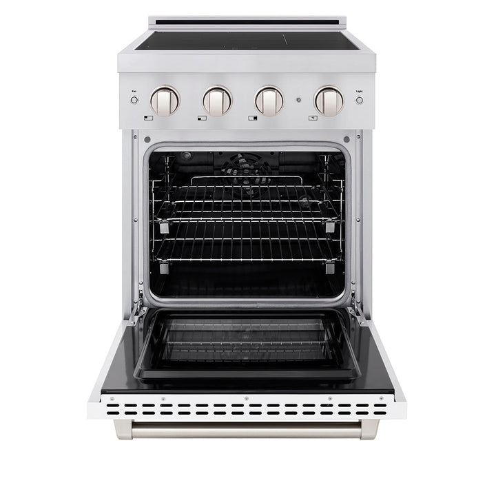 ZLINE 24 in. 3.2 cu. ft. Paramount Induction Range with 3 Element Cooktop and Electric Convection Oven in Stainless Steel with White Matte Door (SINR-WM-24)