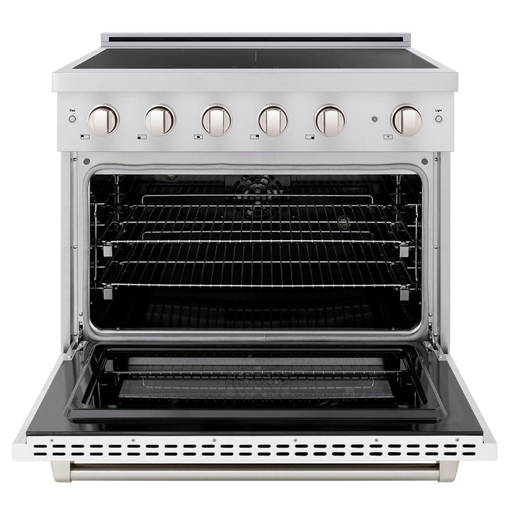ZLINE 36 in. 5.2 cu. ft. Paramount Induction Range with 5 Element Cooktop and Electric Convection Oven in Stainless Steel with White Matte Door (SINR-WM-36)