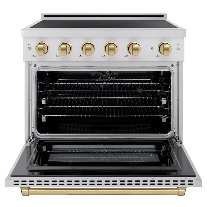 ZLINE Autograph Edition 36 in. 5.2 cu. ft. Paramount Induction Range with 5 Element Cooktop and Electric Convection Oven in Stainless Steel with Champagne Bronze Accents (SINRZ-36-CB)
