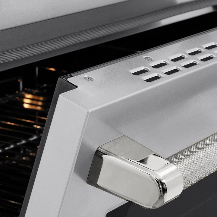 ZLINE Autograph Edition 36 in. 5.2 cu. ft. Paramount Induction Range with 5 Element Cooktop and Electric Convection Oven in Stainless Steel with Polished Nickel Helix Handle and Knob Accents (SINRZ-36-KPN)